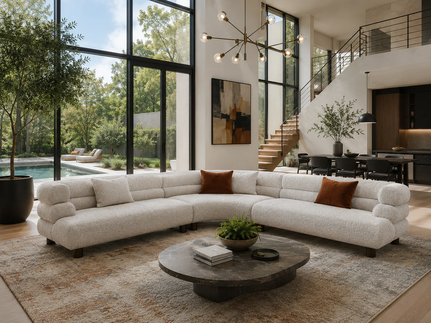 3-Piece Benton Performance Boucle Fabric Sectional - Image 3