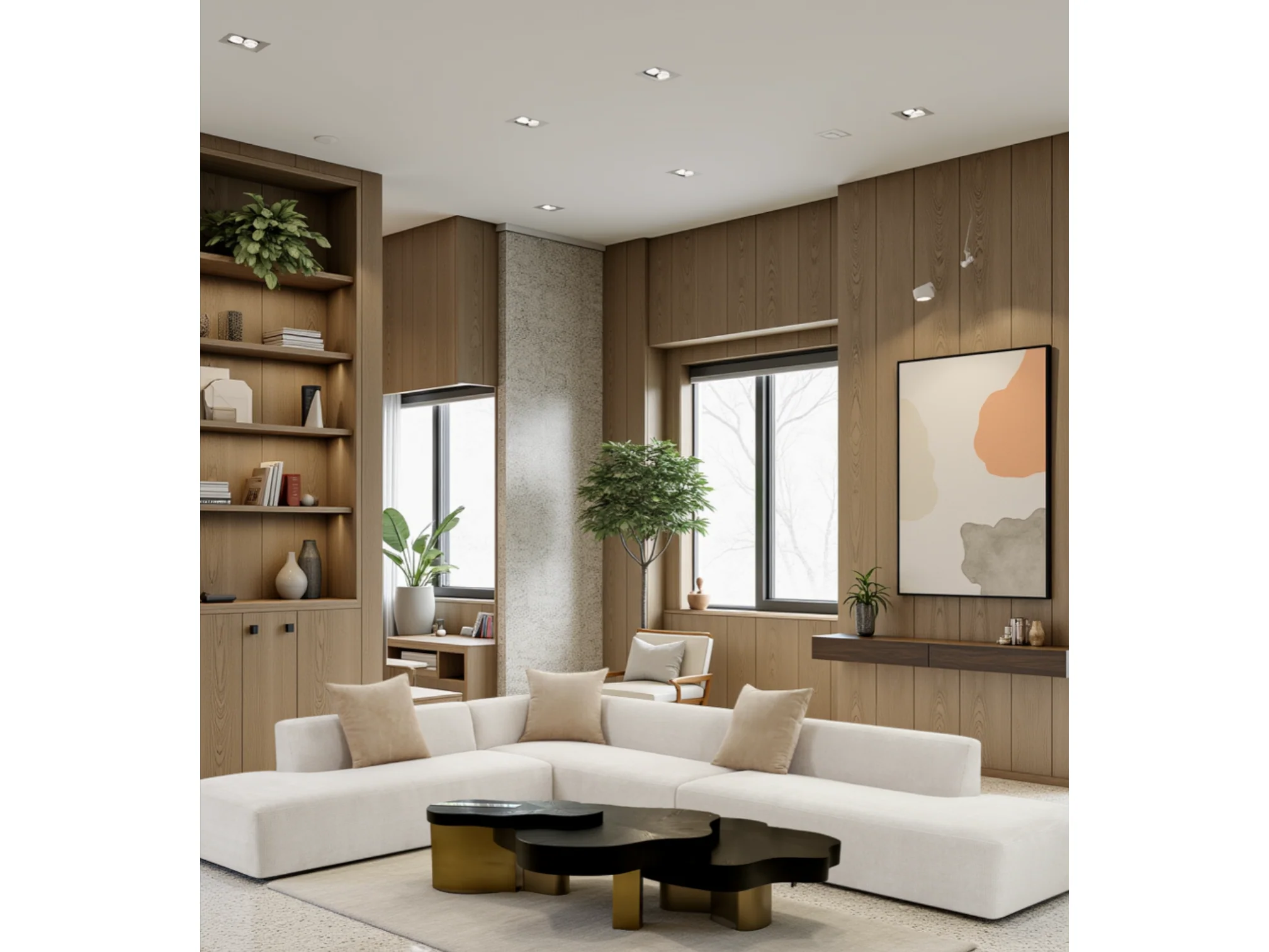 3-Piece Larry Stone Chenille Fabric Sectional in Soft Stone - Image 5