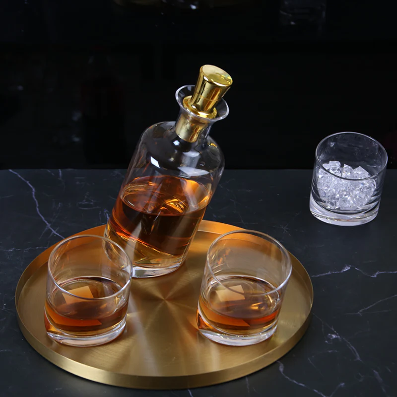 3-Piece Luxury Crystal Glass Wine Slant Tilt Bottle & Cup - Image 7
