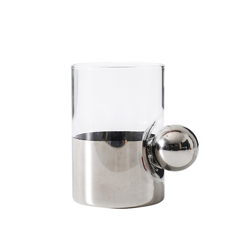 3-Piece Luxury Malibu Long Handle Pitcher with Bubble Wine Glass Set Silver - Image 4