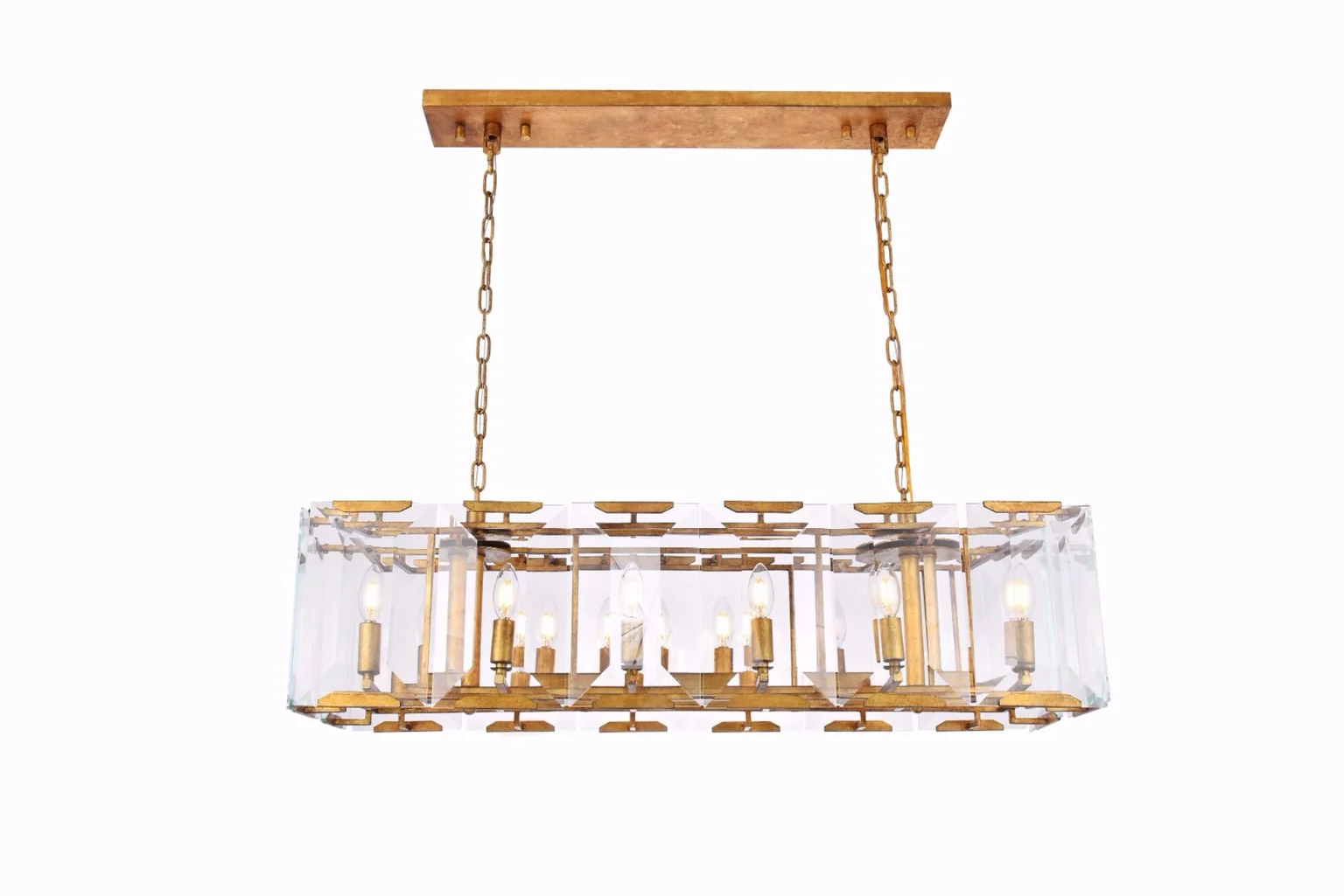 40" Iceberg Collection Pendant Lamp Golden Iron Finish Glass Crystal (Clear) - Image 4