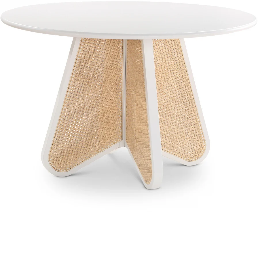 48" Sable Weave Oak Veneer And Natural Cane Dining Table - Image 11