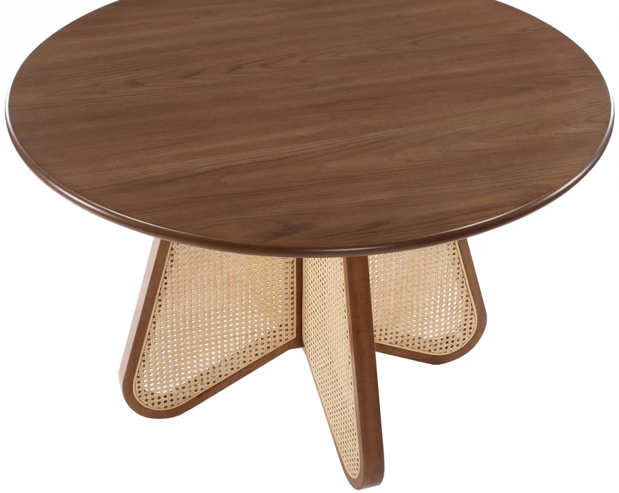 48" Sable Weave Oak Veneer And Natural Cane Dining Table - Image 16