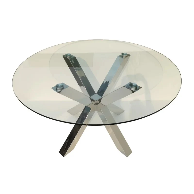 54" Thea Round Dining Table Chrome - Image 3