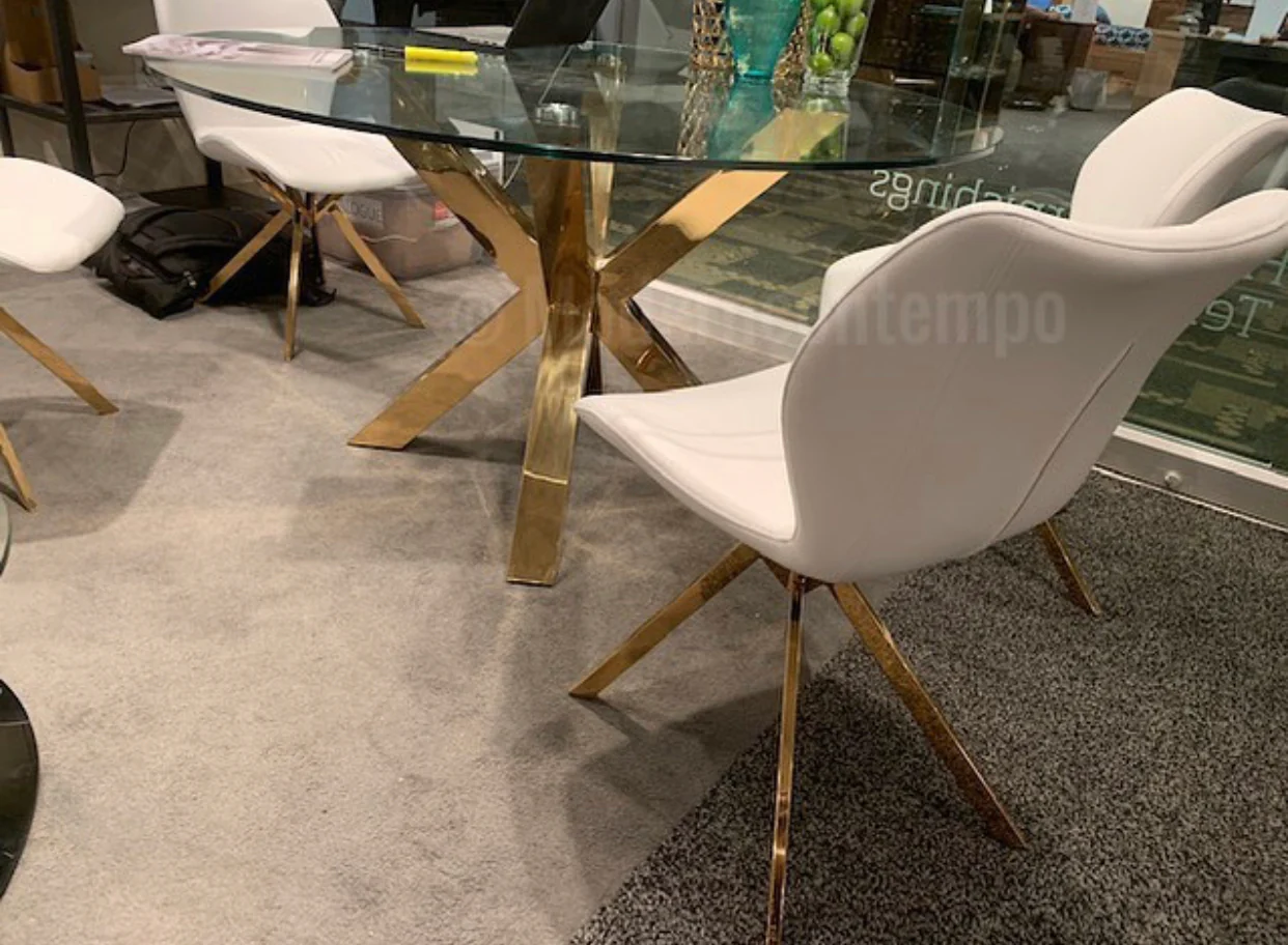 54" Thea Round Dining Table Gold - Image 5