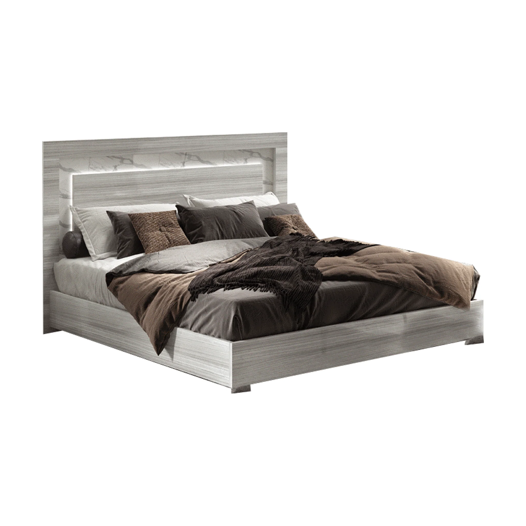 5-Piece Carrara Grey Bedroom Set w/Light - Image 5