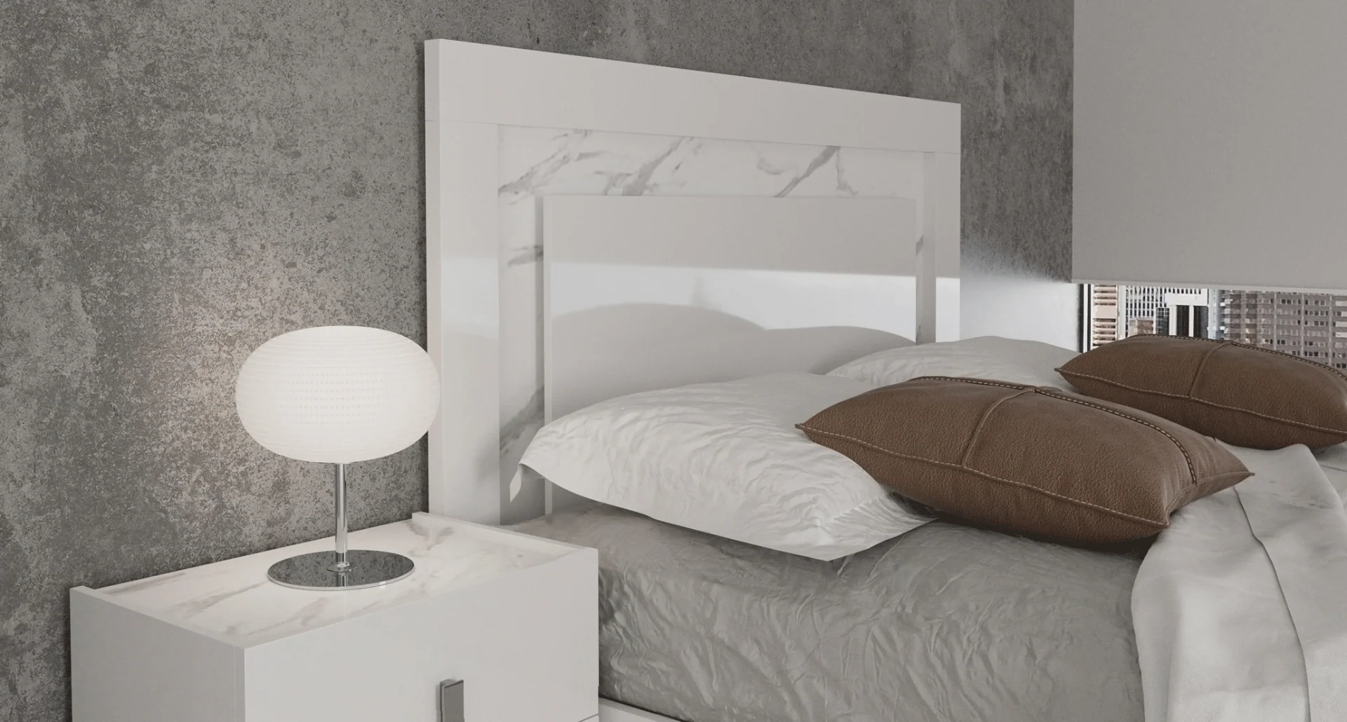 5-Piece Carrara White Bedroom Set w/Light - Image 3