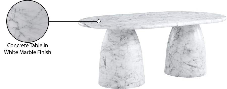78" Naples Marble Finish Indoor / Outdoor Concrete Dining Table - White - Image 7