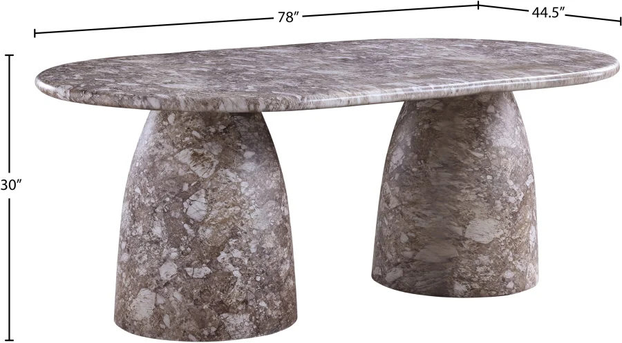 78" Naples Marble Finish Indoor / Outdoor Concrete Dining Table - Brown - Image 4
