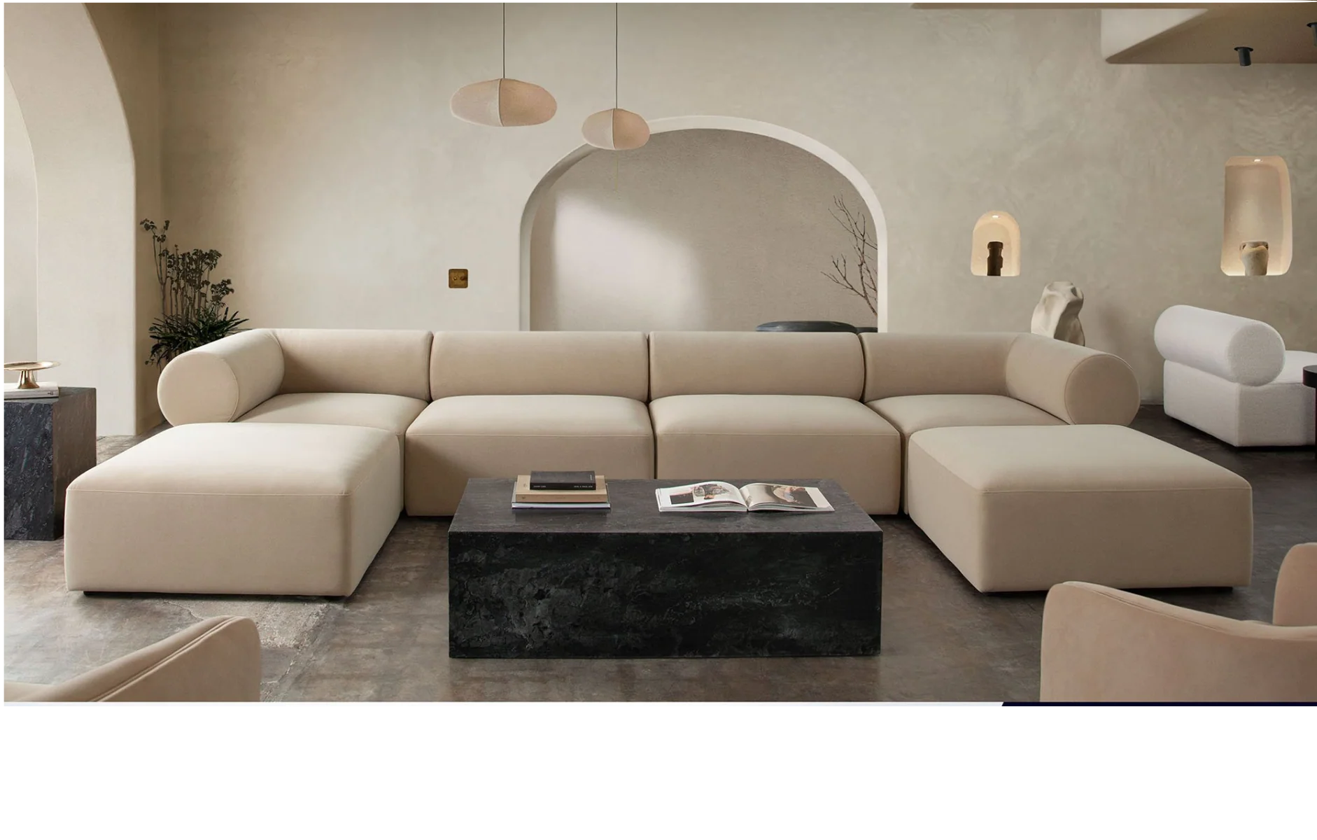 7-Piece Serenity Corner Sectional in Ivory Sherpa Fabric - Image 3