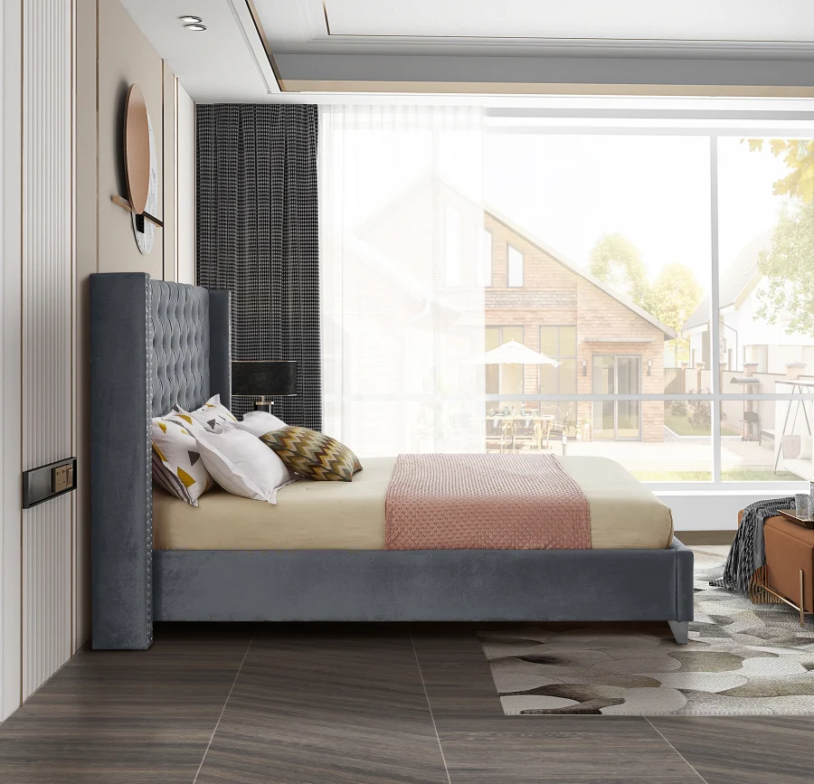 Aiden Velvet Upholstered Bed - Image 14