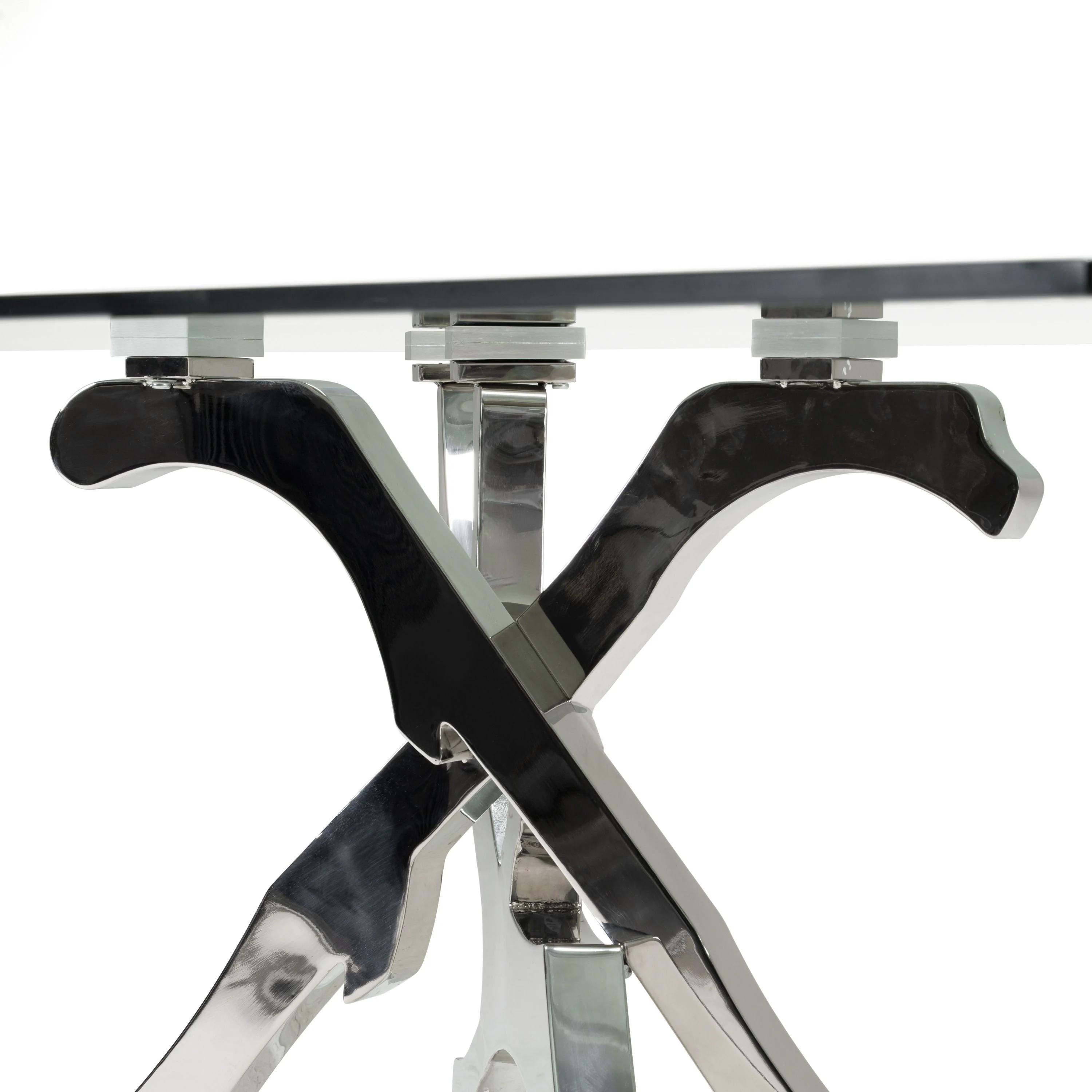 Alessio Modern Glass & Stainless Steel Dining Table - Image 6