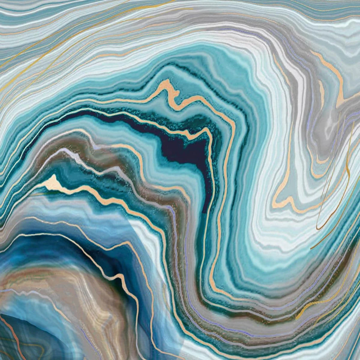 Aqua Floating Tempered Glass W/Foil Wall Art - Image 2