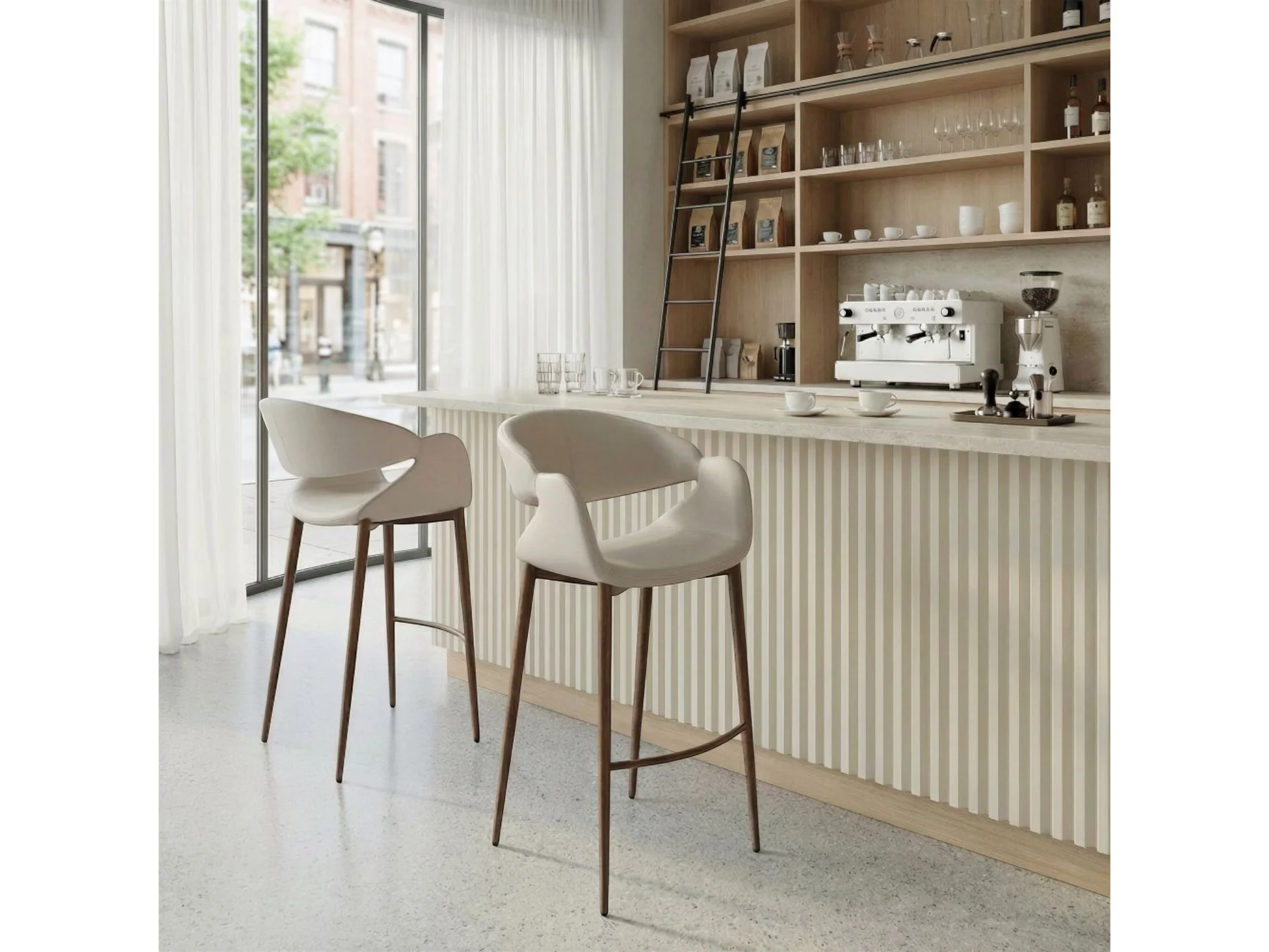 Aspen Bar Stool Beige & Walnut - Set Of 2 - Image 5