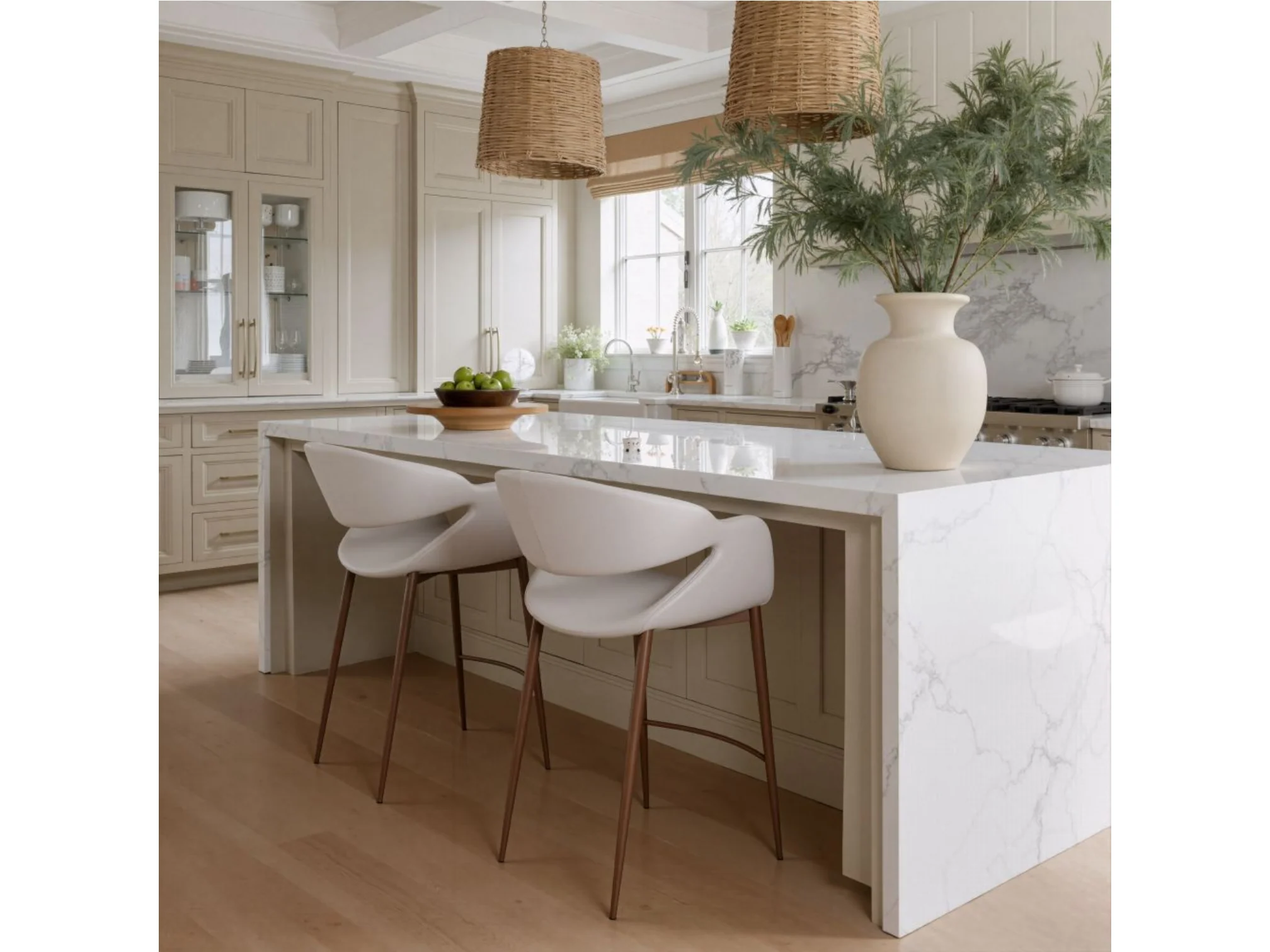 Aspen Counter Stool Beige & Walnut - Set Of 2 - Image 5