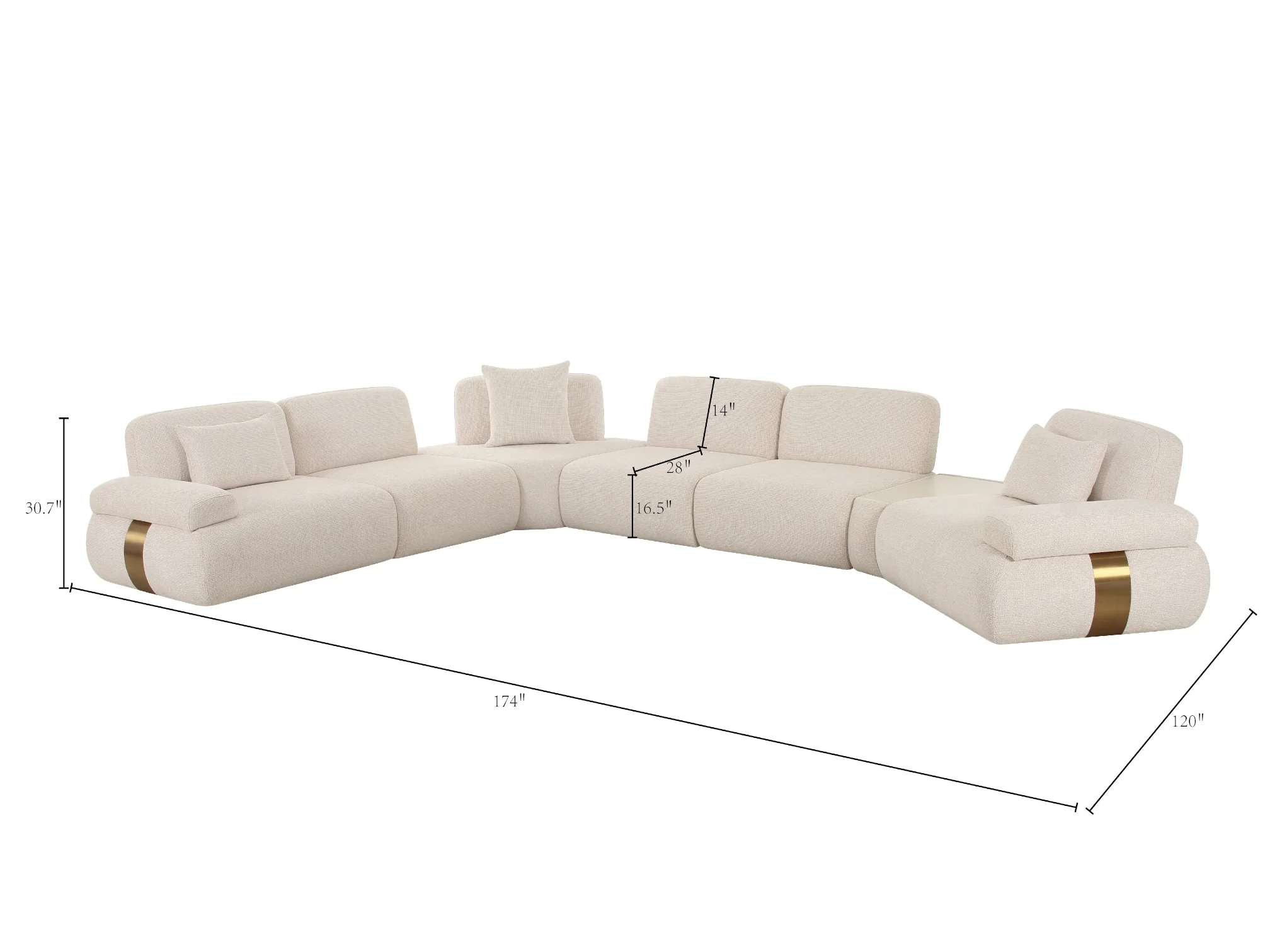 Astor 5-Piece Modular Cream Fabric Sectional - Image 10