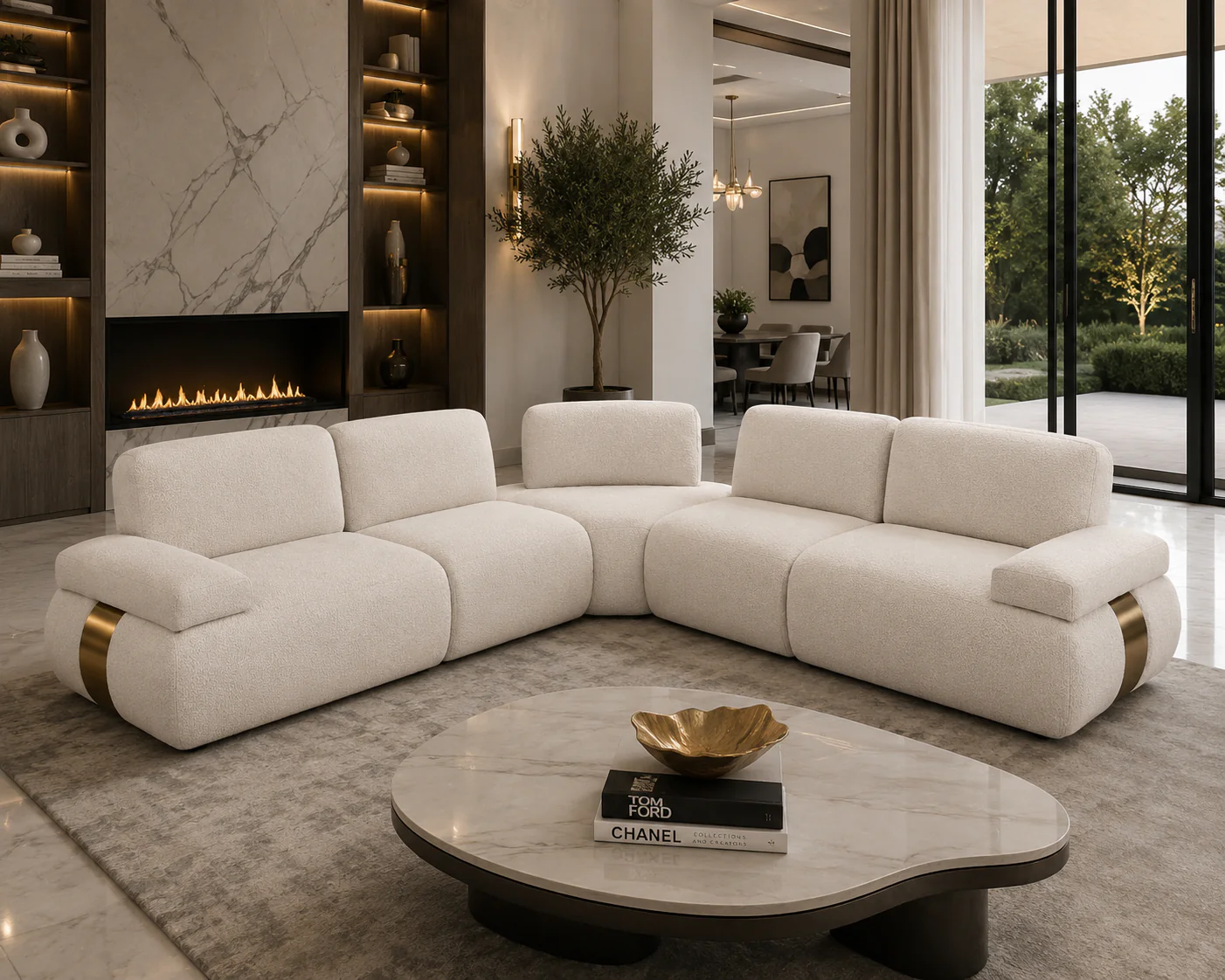 Astor 5-Piece Modular Cream Fabric Sectional - Image 3