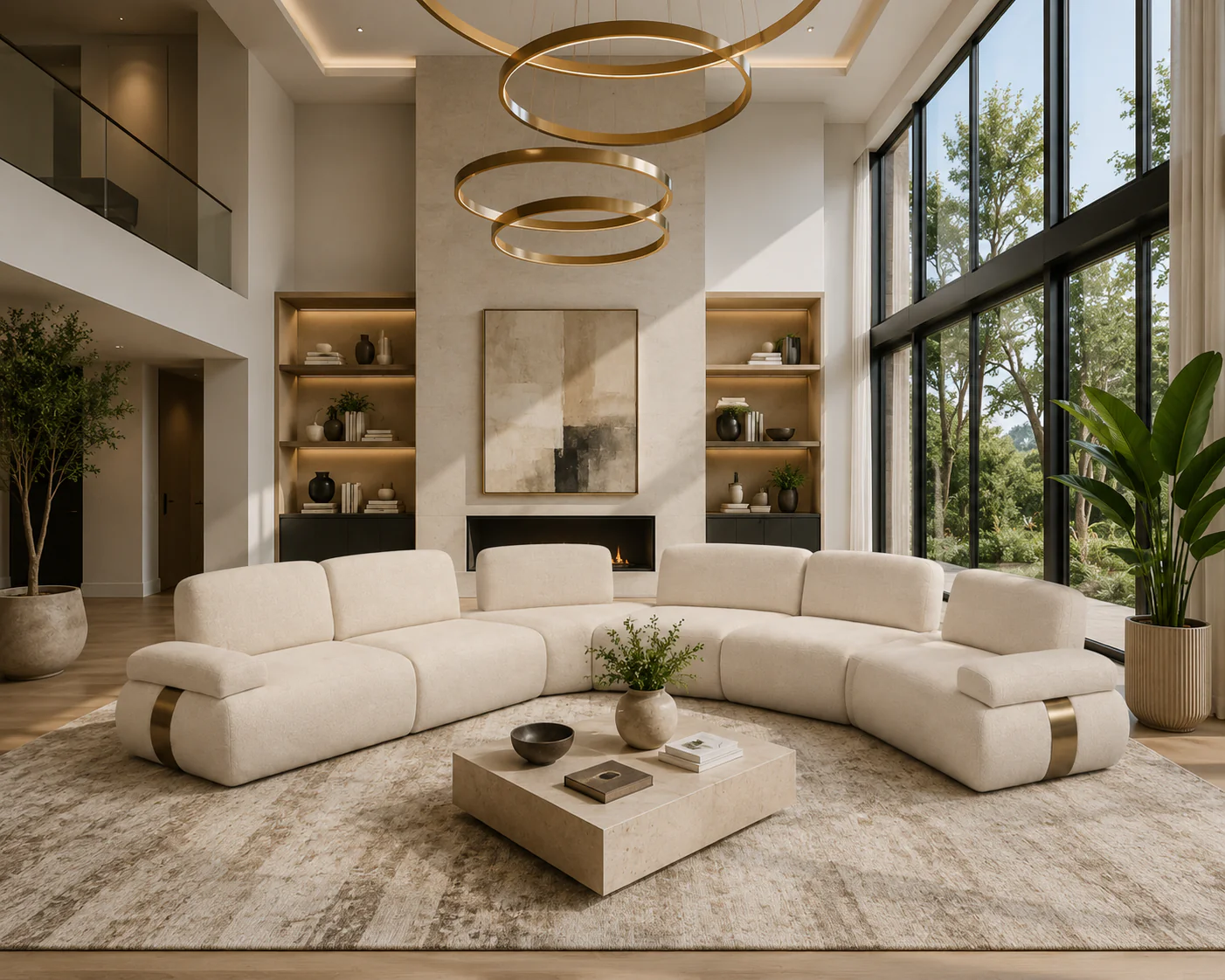 Astor 5-Piece Modular Cream Fabric Sectional - Image 4