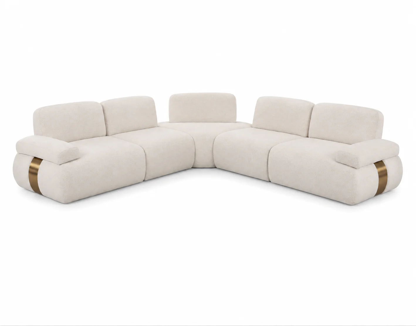 Astor 5-Piece Modular Cream Fabric Sectional - Image 5