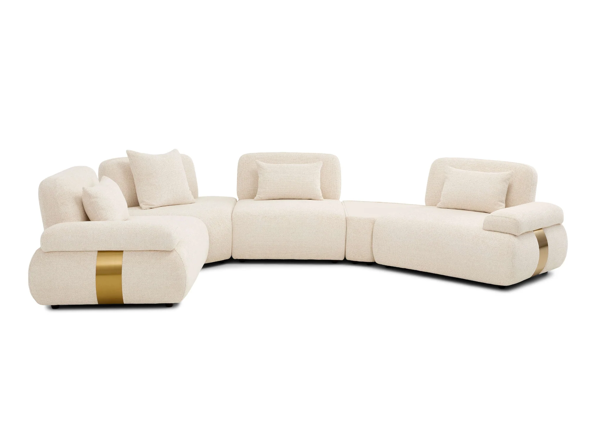 Astor 5-Piece Modular Cream Fabric Sectional - Image 6