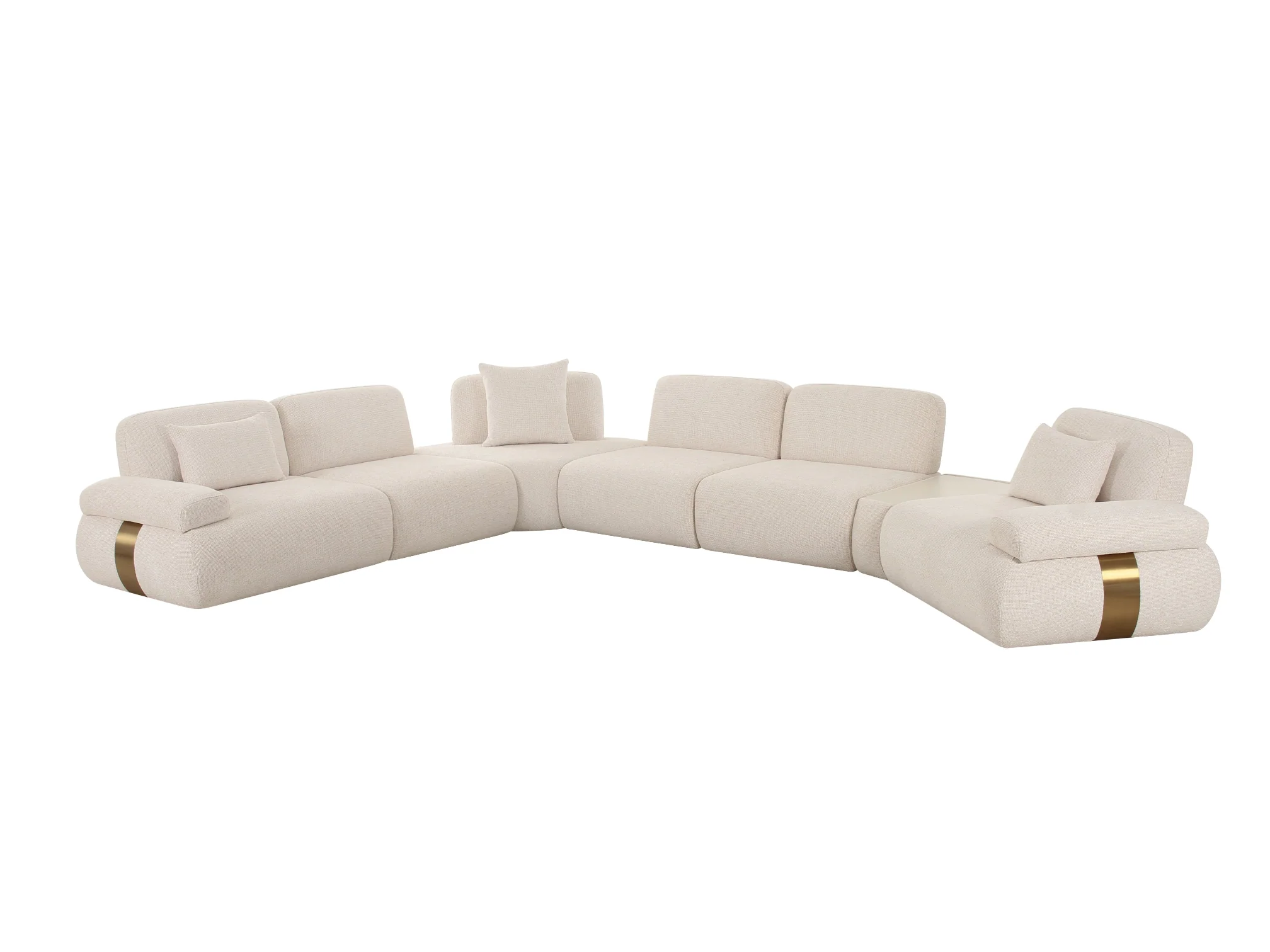 Astor 5-Piece Modular Cream Fabric Sectional - Image 8