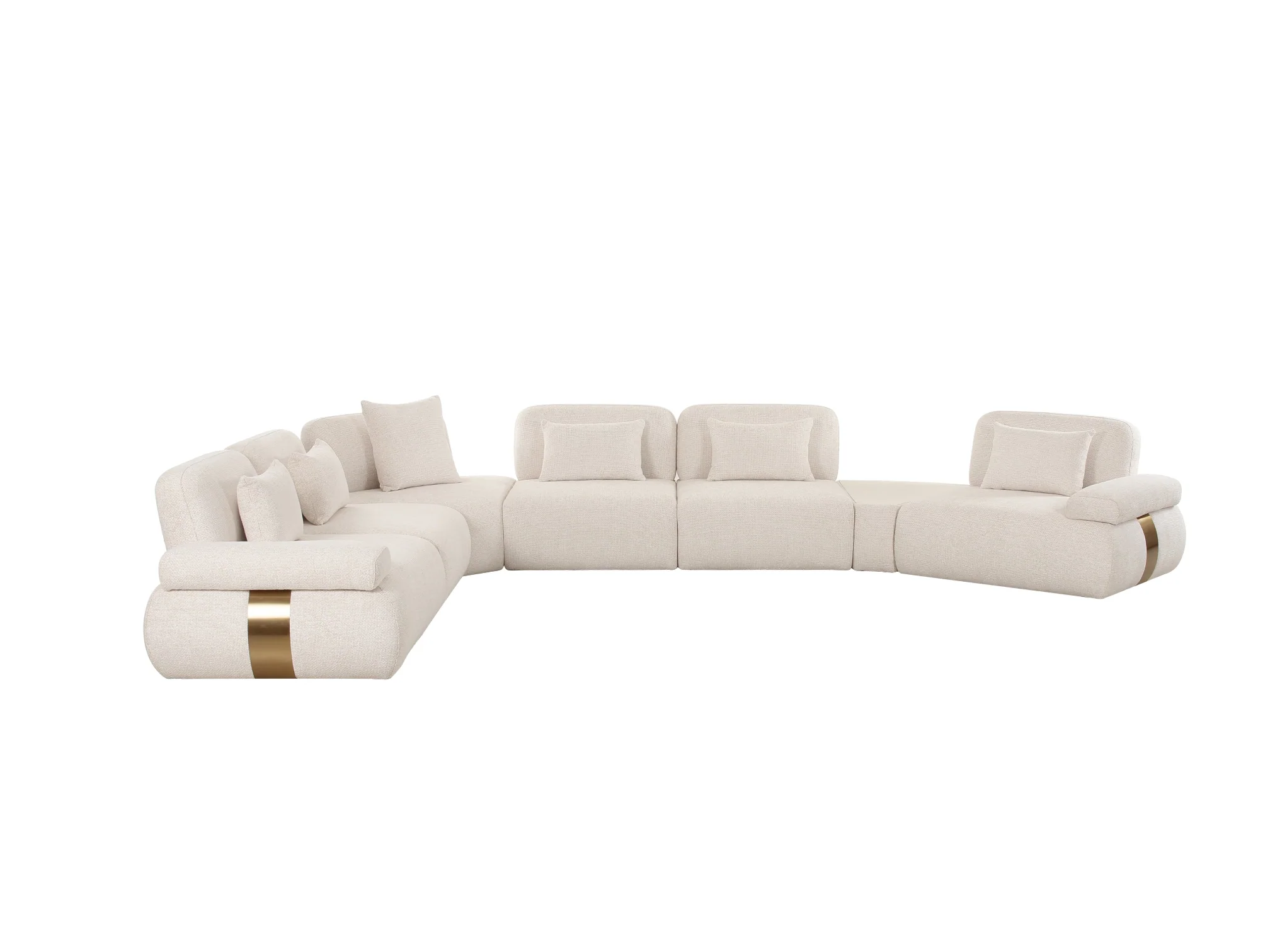 Astor 5-Piece Modular Cream Fabric Sectional - Image 9