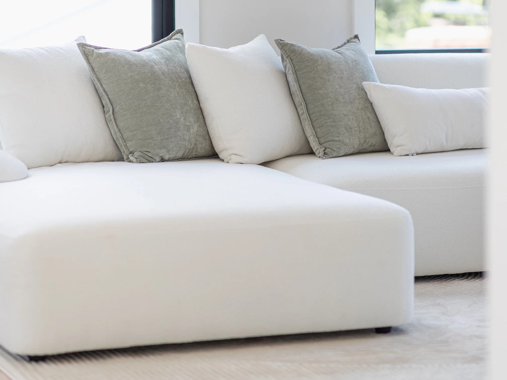 Audra 131" 2-Piece Ivory Performance Boucle Chaise Sectional - Image 11