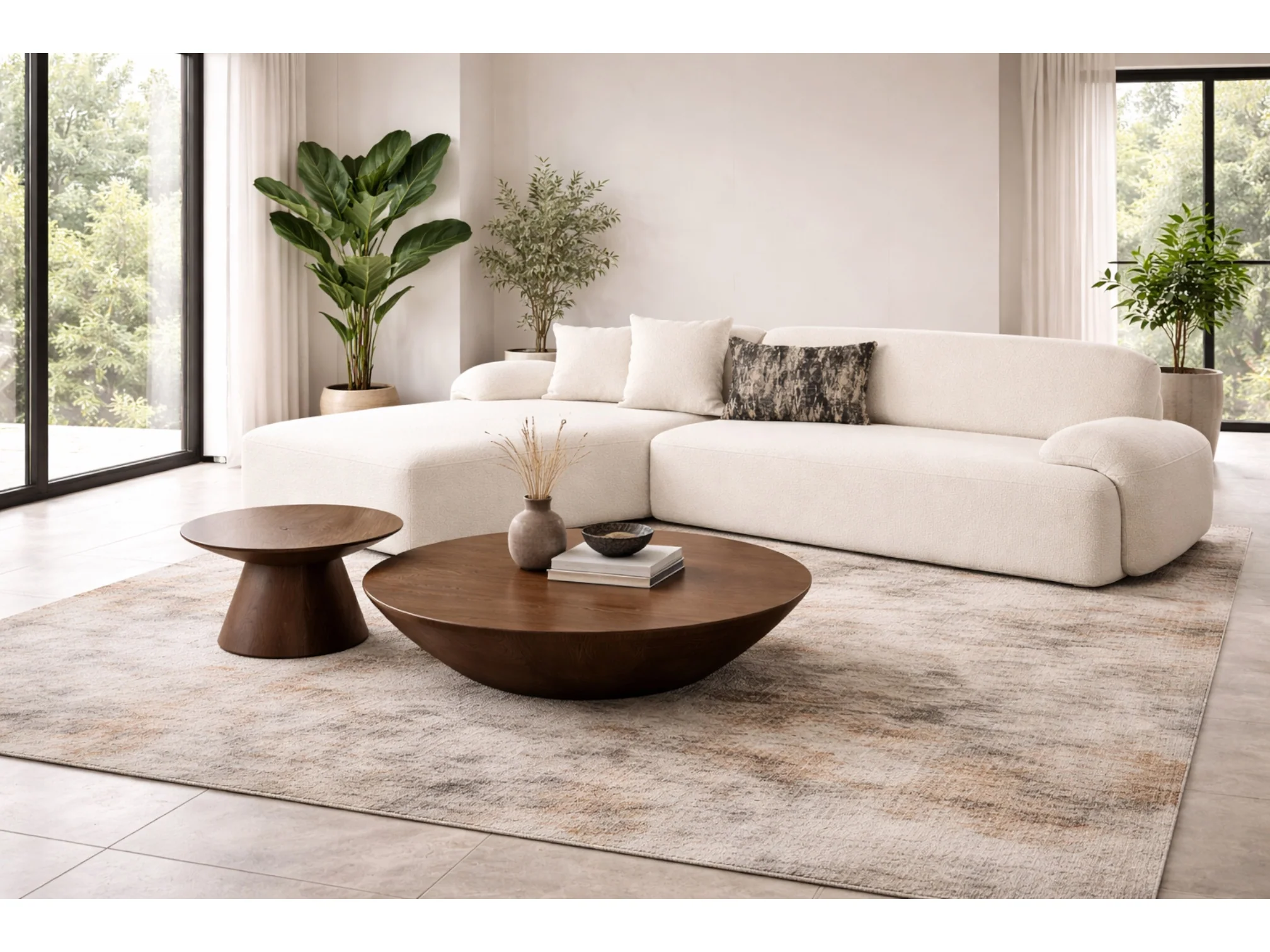 Audra 131" 2-Piece Ivory Performance Boucle Chaise Sectional - Image 3