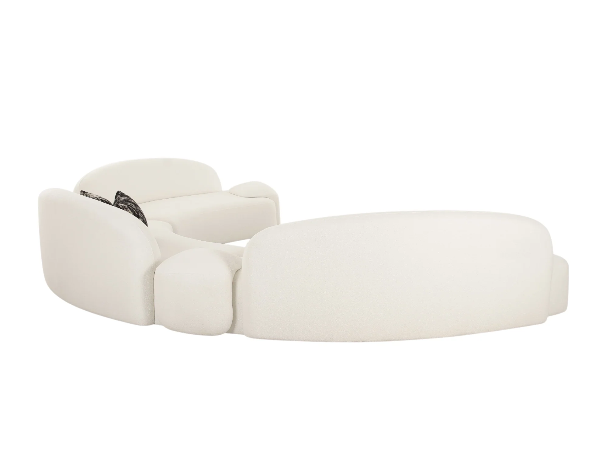 Audra 3-Piece Ivory Performance Boucle Fabric Curved Sectional - Image 10