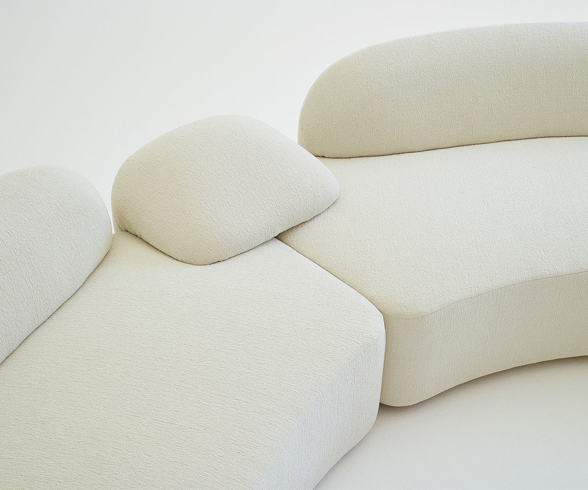 Audra 3-Piece Ivory Performance Boucle Fabric Curved Sectional - Image 13