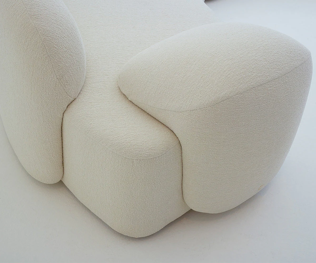 Audra 3-Piece Ivory Performance Boucle Fabric Curved Sectional - Image 14