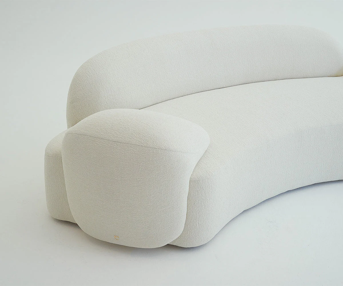 Audra 3-Piece Ivory Performance Boucle Fabric Curved Sectional - Image 15