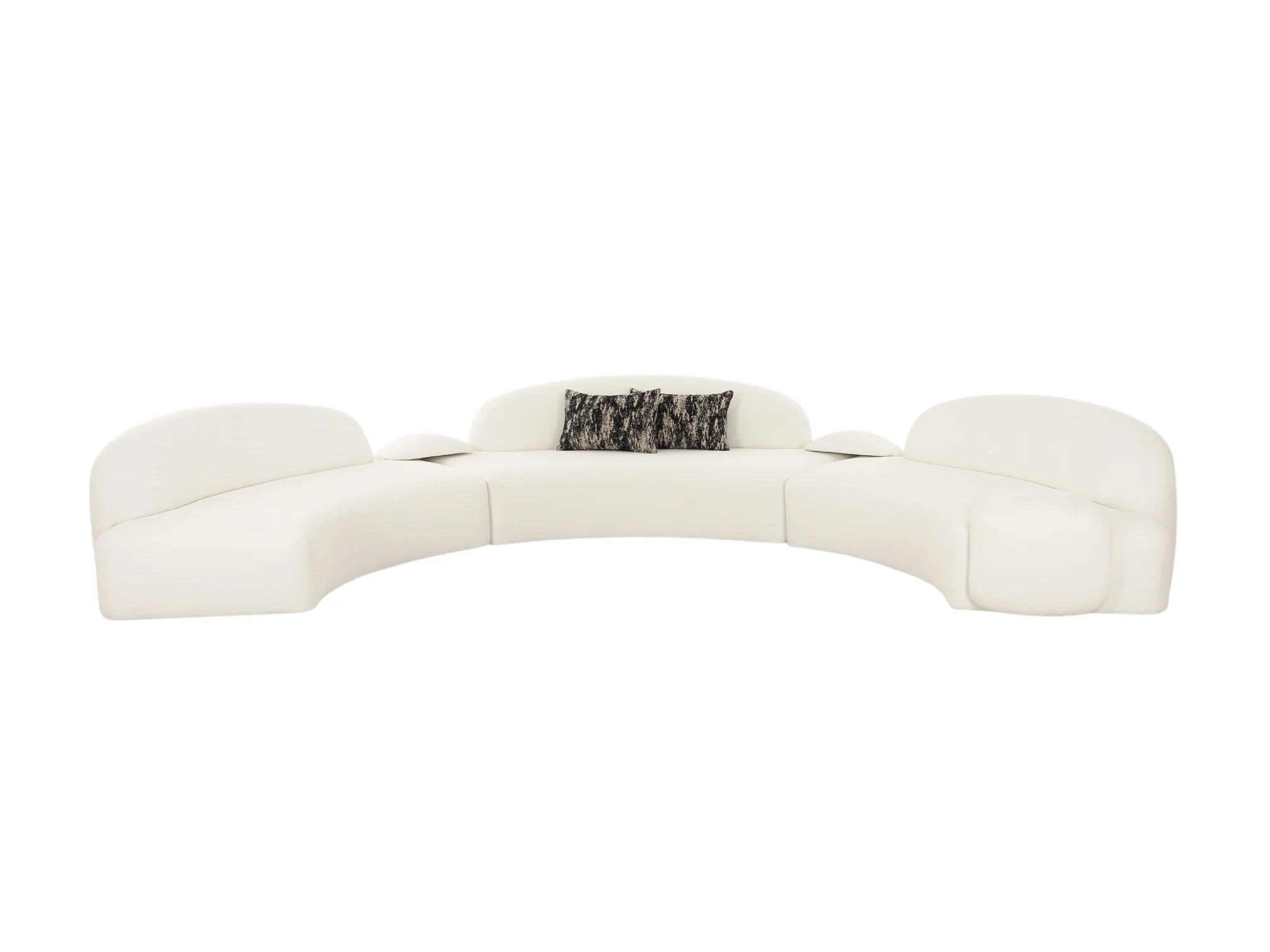 Audra 3-Piece Ivory Performance Boucle Fabric Curved Sectional - Image 5