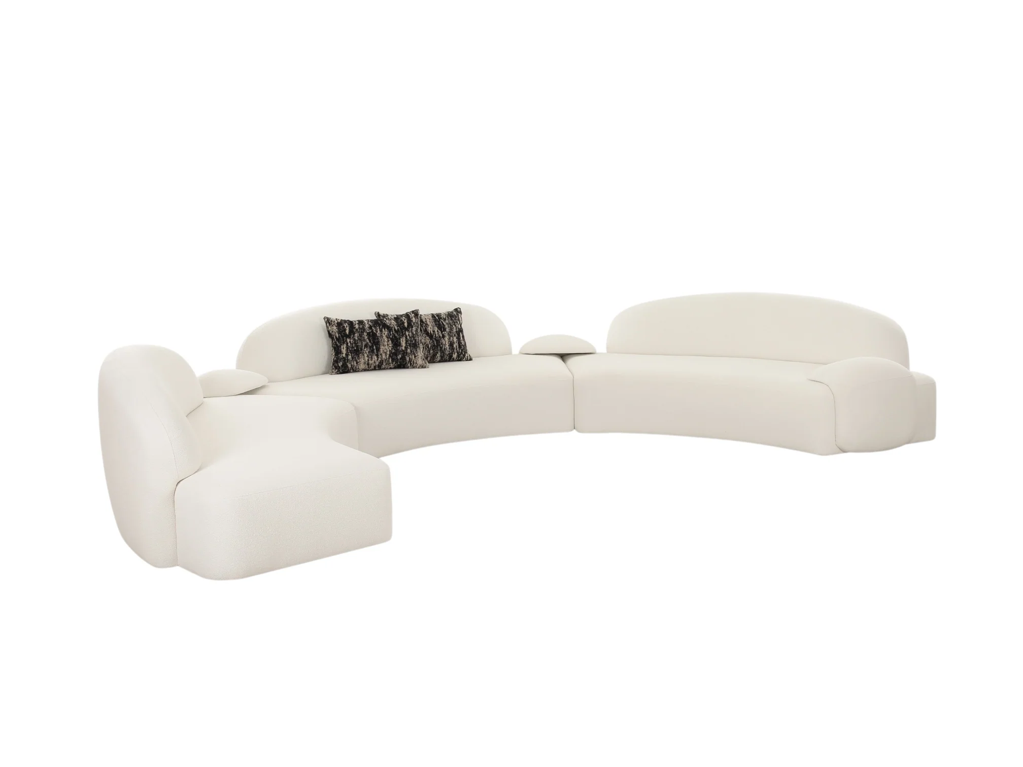 Audra 3-Piece Ivory Performance Boucle Fabric Curved Sectional - Image 7