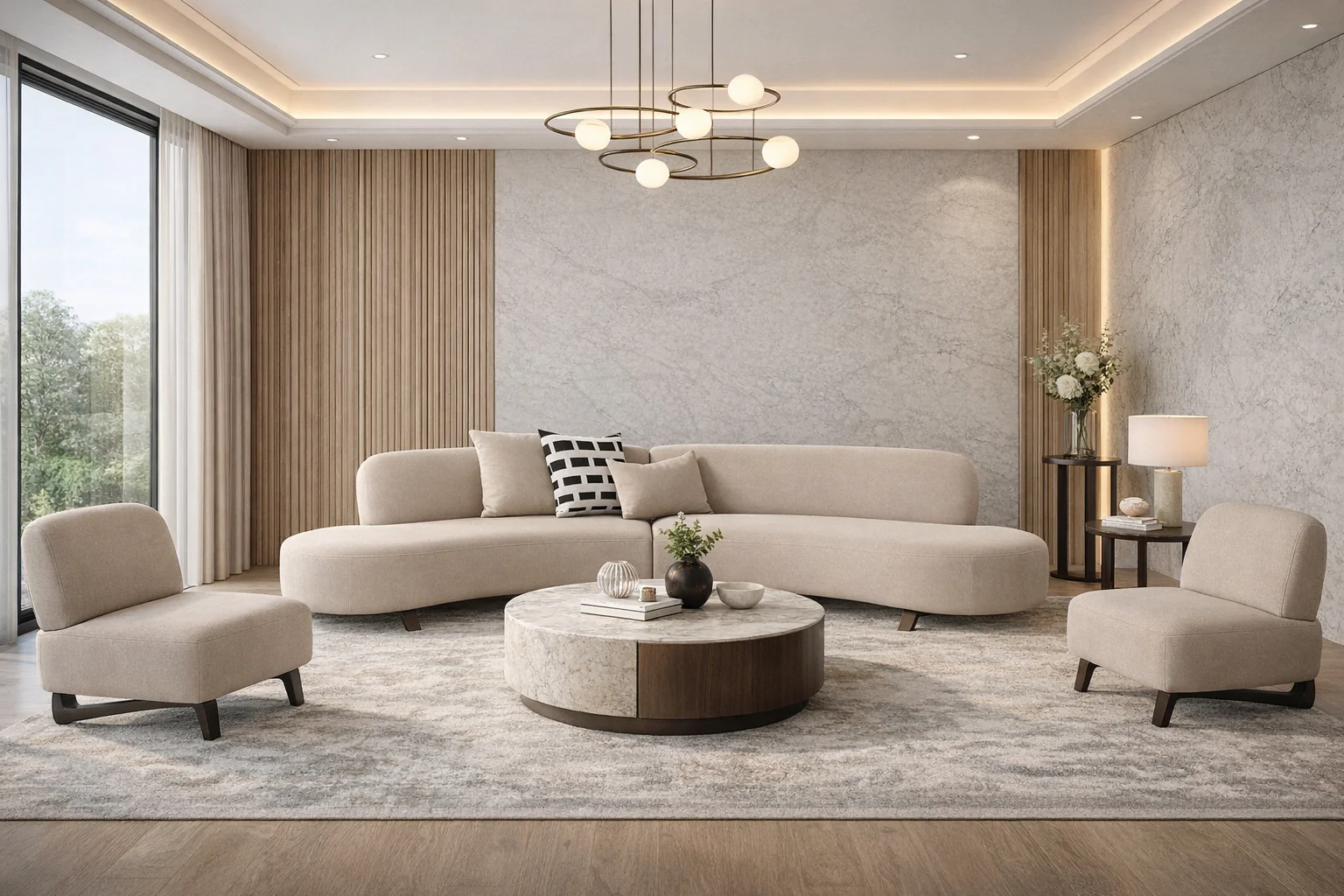 Baudin 120" 2-Piece Desert Tan Performance Bouclé Sectional - Image 3