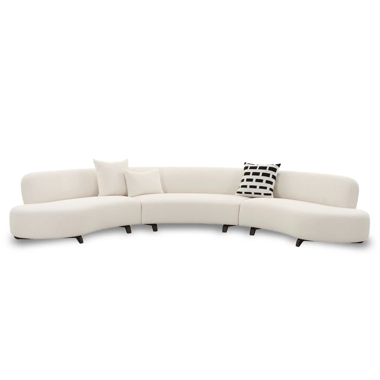 Baudin 152" 3-Piece Cream Performance Bouclé Curved Sectional - Image 7