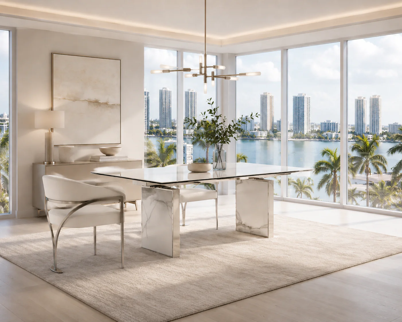 Bedford Motorized White Marble-Look Ceramic Dining Table - Image 10