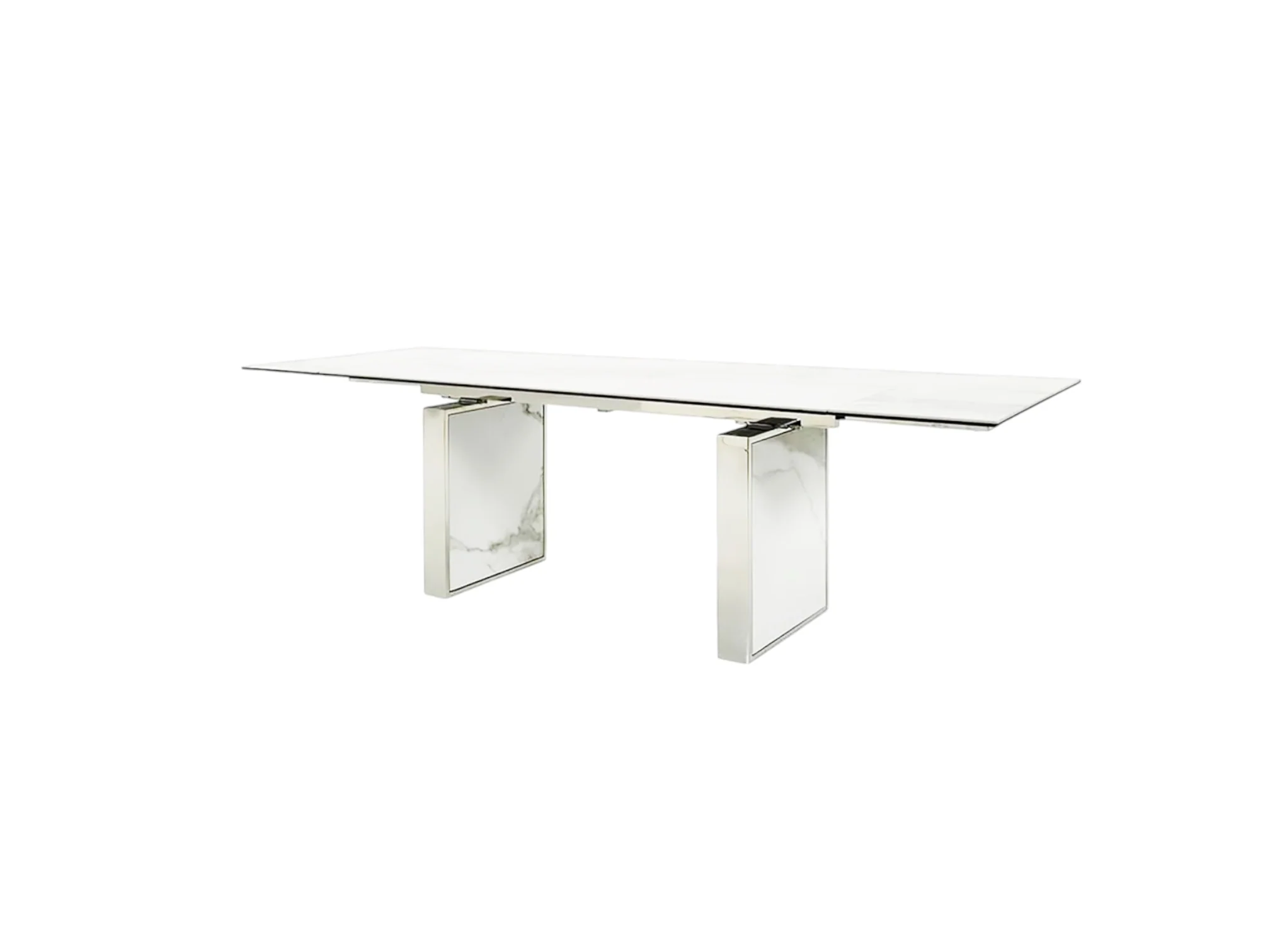 Bedford Motorized White Marble-Look Ceramic Dining Table - Image 4