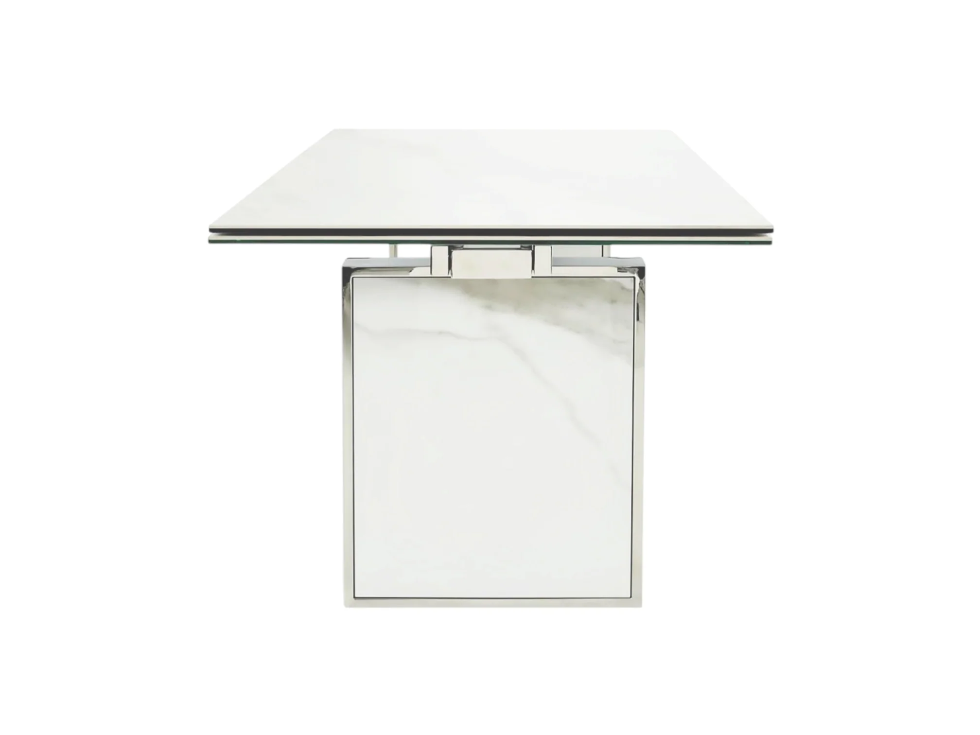 Bedford Motorized White Marble-Look Ceramic Dining Table - Image 6