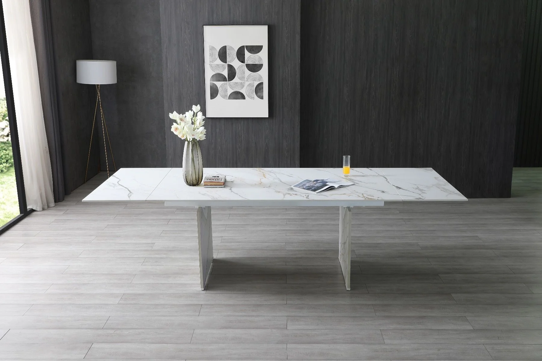 Belle Haven Marble Stone Extendable Dining Table - Image 11