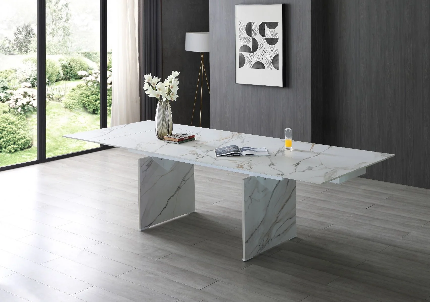 Belle Haven Marble Stone Extendable Dining Table - Image 12