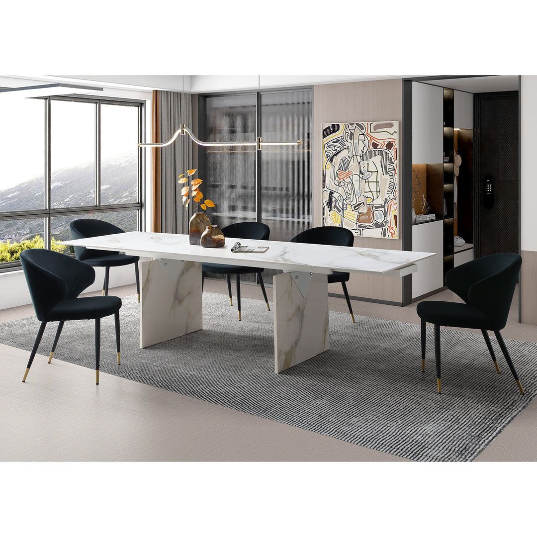 Belle Haven Marble Stone Extendable Dining Table - Image 13