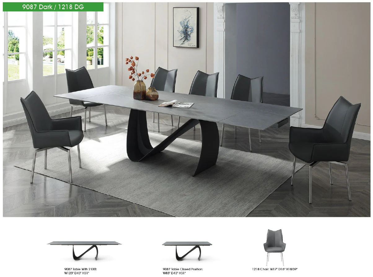 Berlin Extension Ceramic Dining Table Dark Grey - Image 12