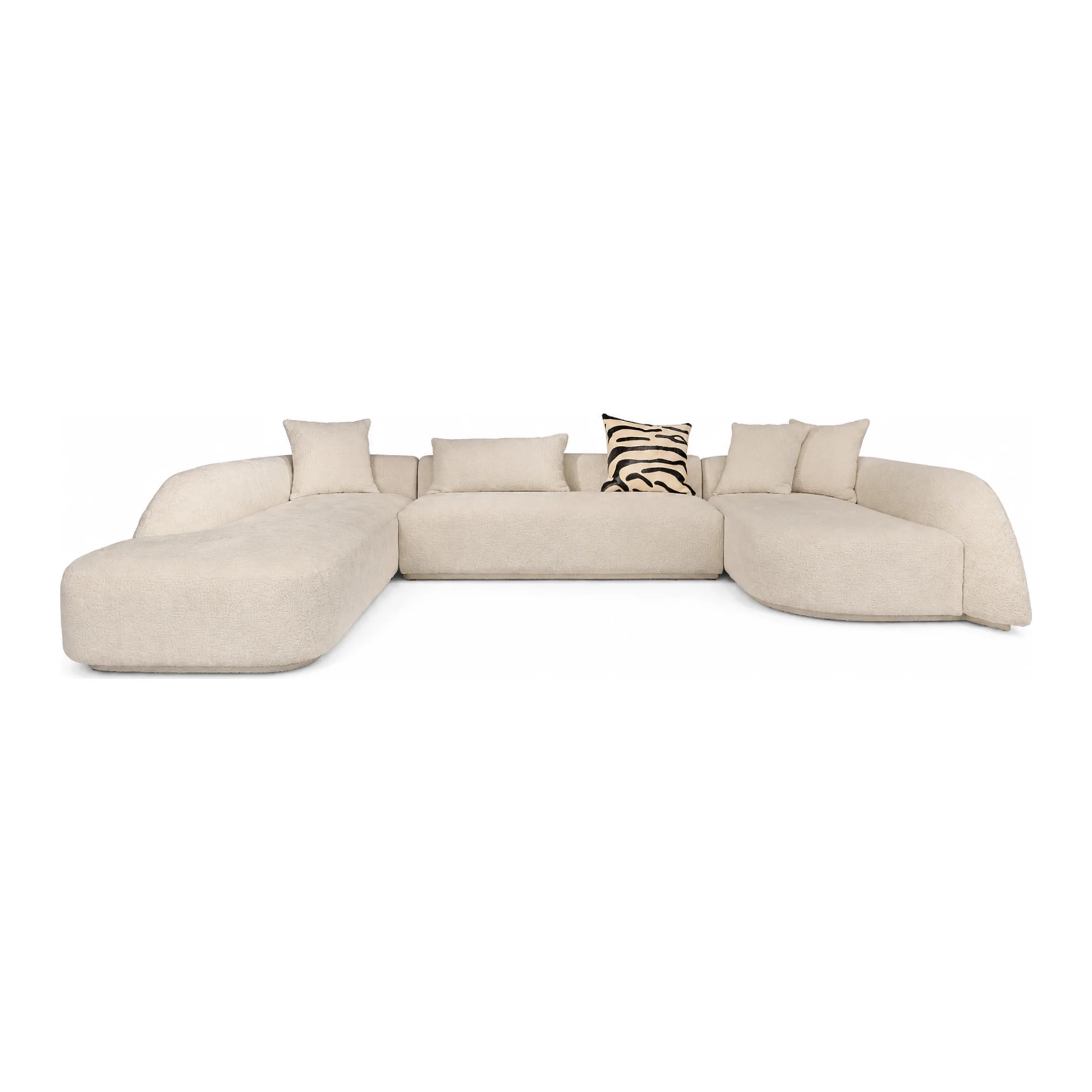 Bloom Cream 3-Piece Teddy Boucle Fabric Sectional