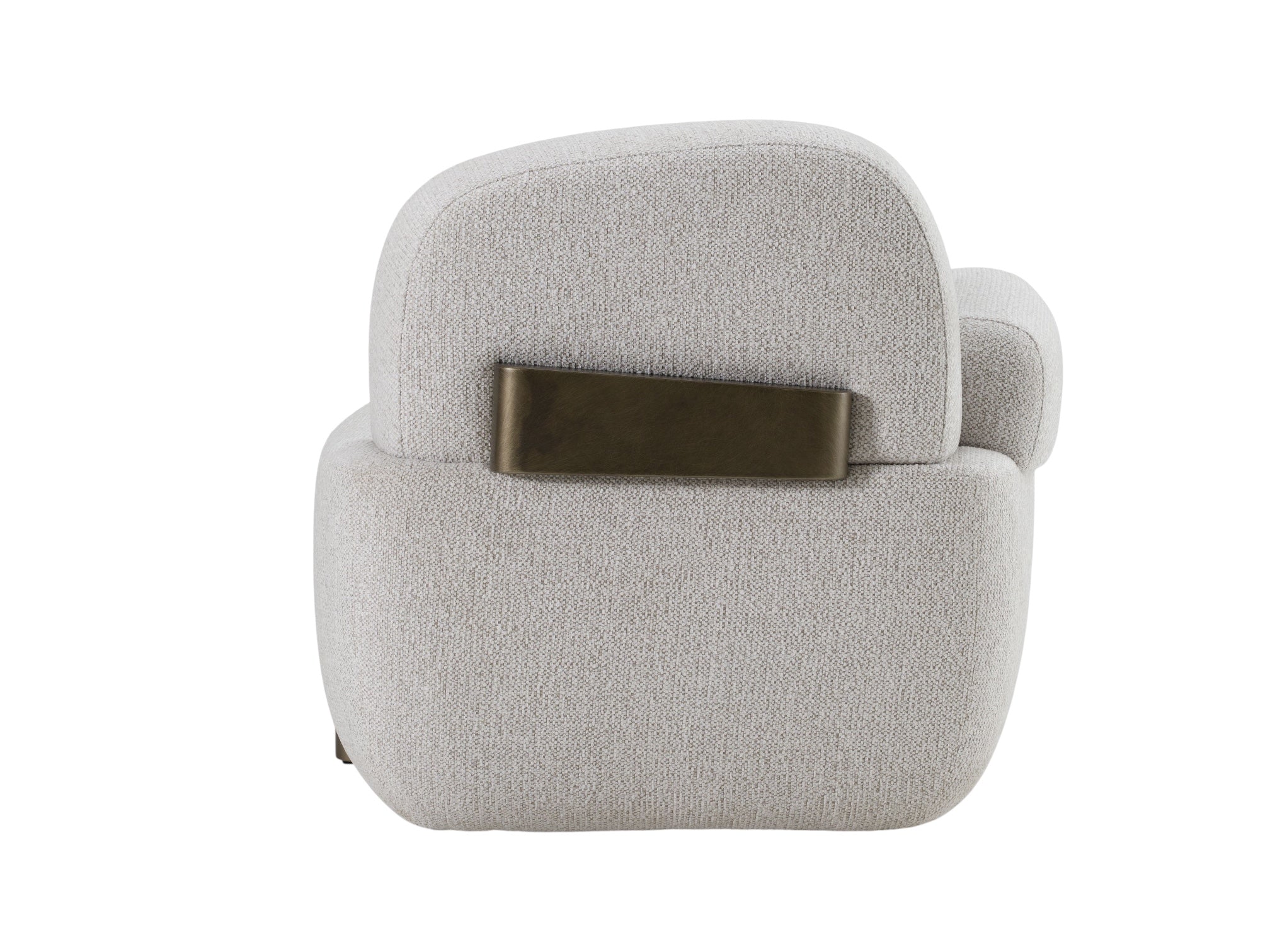 Bravura Contemporary Off-White Fabric + Antique Brass Chair - Image 8