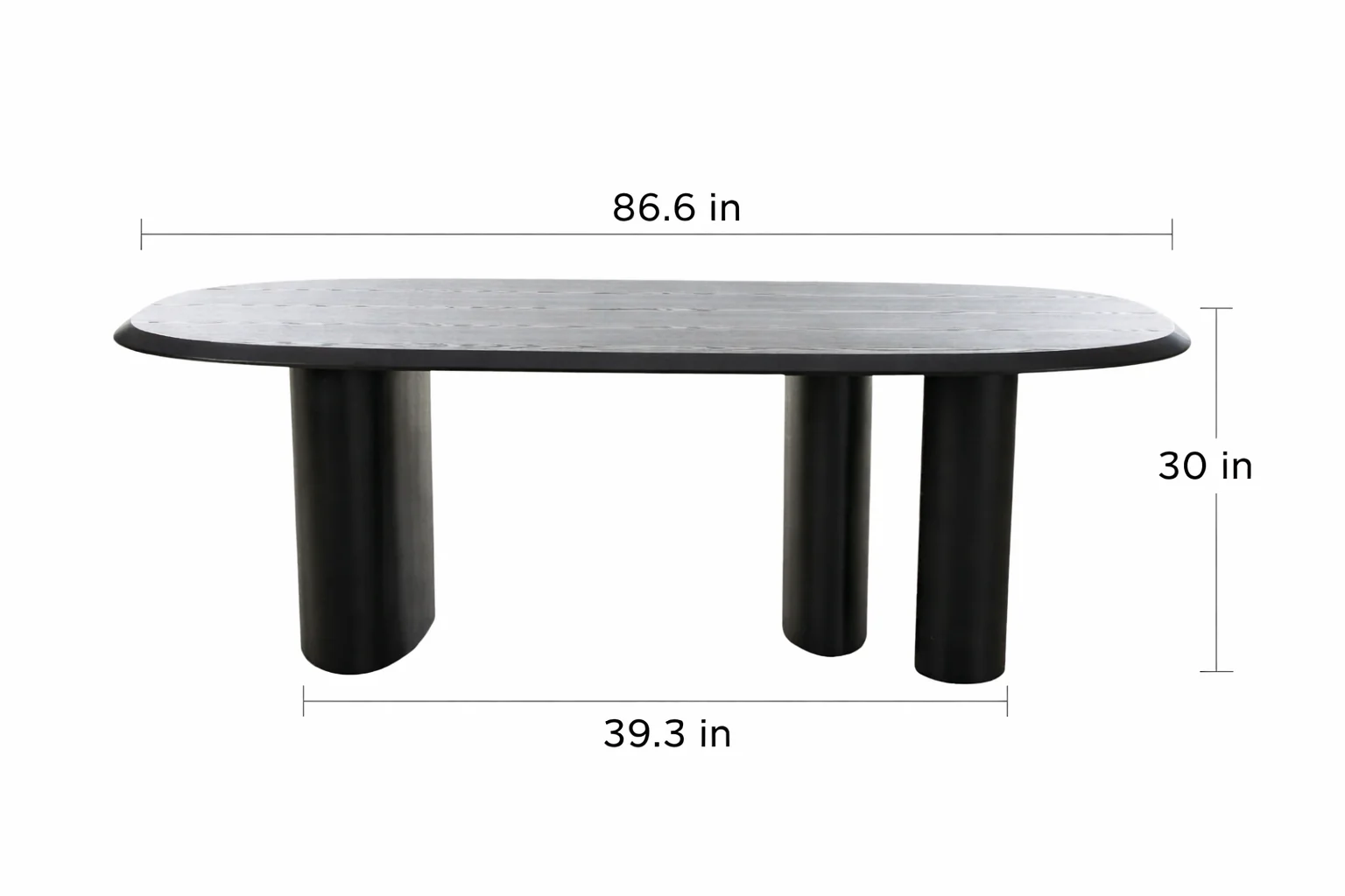 Brook Racetrack Oval Black Ash Wood Dining Table - Image 10