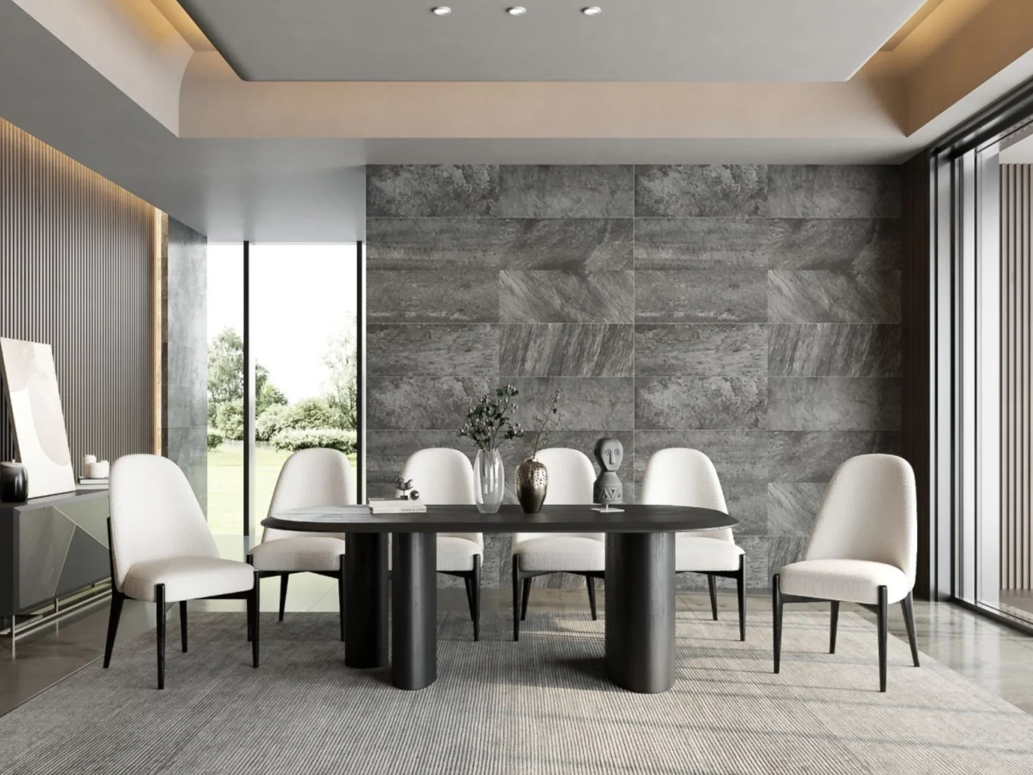 Brook Racetrack Oval Black Ash Wood Dining Table - Image 2