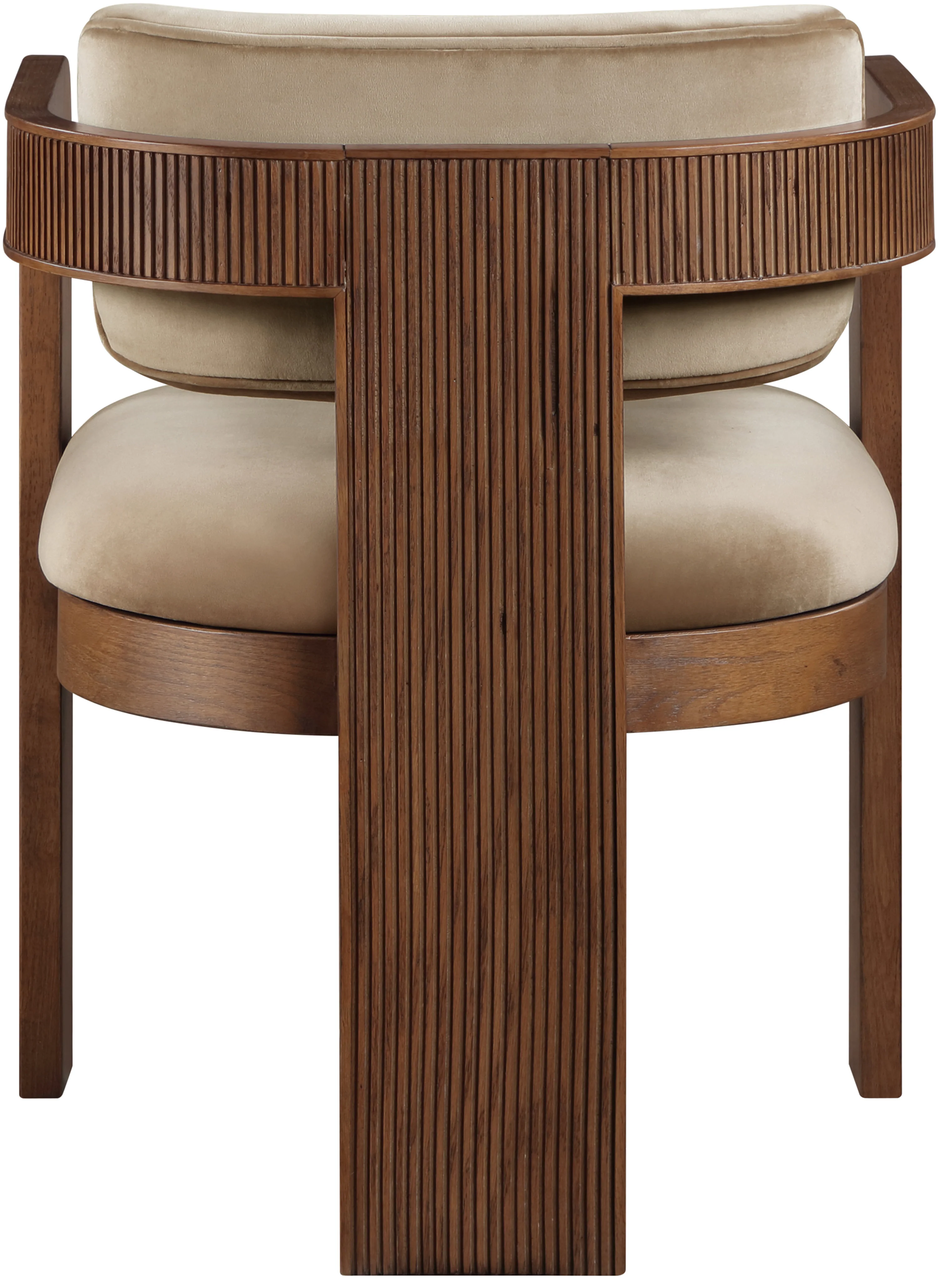 Capri Beige Velvet Upholstered Dining Chair – Walnut Wood Frame (Set Of 2) - Image 5