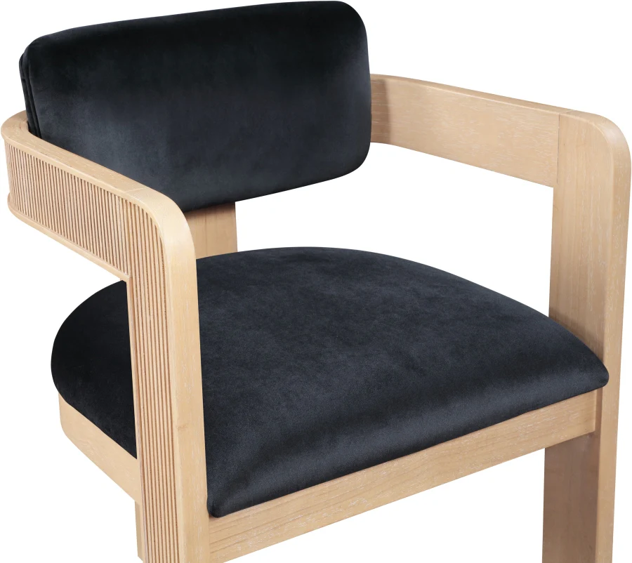 Capri Black Velvet Upholstered Dining Chair – Natural Wood Frame (Set Of 2) - Image 10