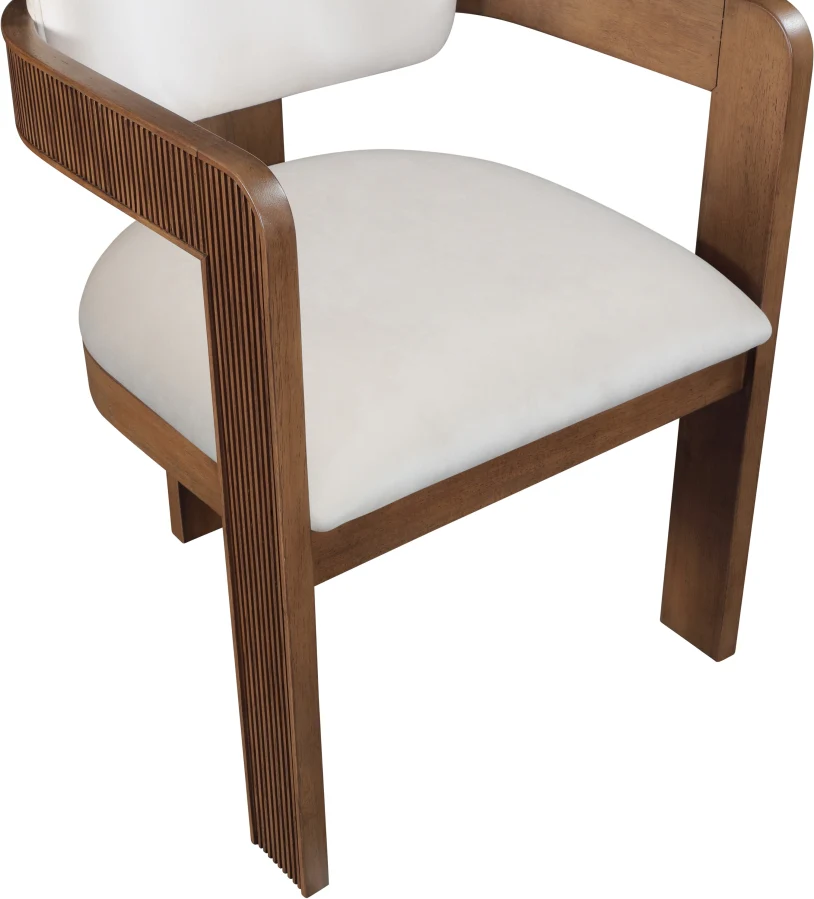 Capri Cream Velvet Upholstered Dining Chair – Walnut Wood Frame (Set Of 2) - Image 10